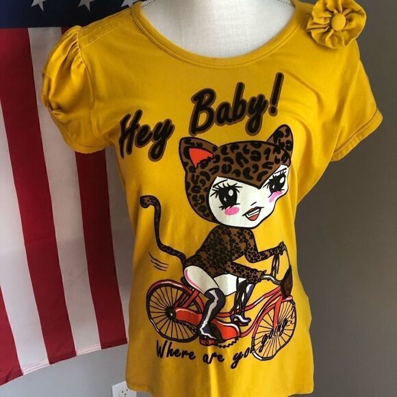 DEPT hey baby cat tee shirt vintage retro classic retro fashion coastal chic - Picture 3 of 13